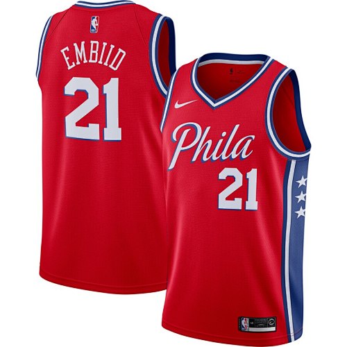 Philadelphia 76ers Joel Embiid Fan Edition Red Basketball Jersey